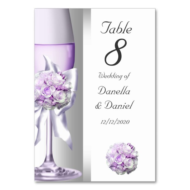 Wedding Table Number Lavender Purple Lilac (Front)