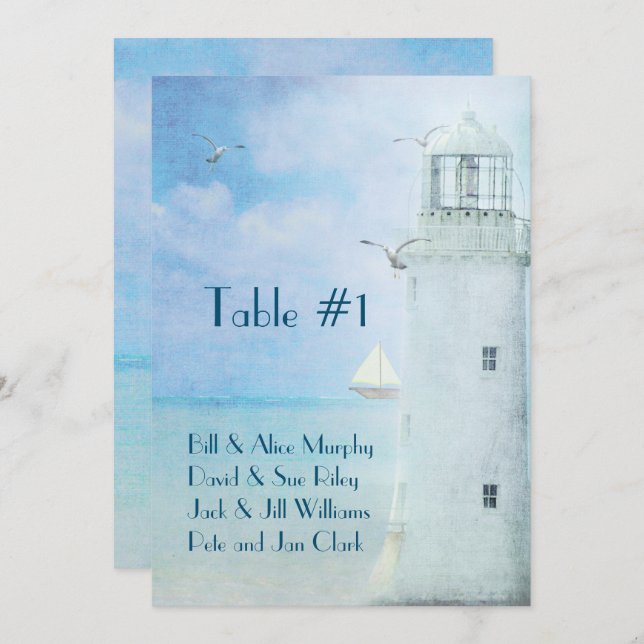 Wedding table number-lighthouse invitation (Front/Back)