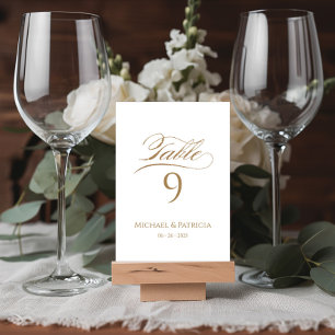 Wedding table number luxury gold calligraphy 