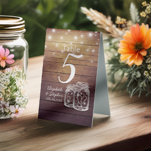 Wedding Table Number + Menu Mason Jar String Light