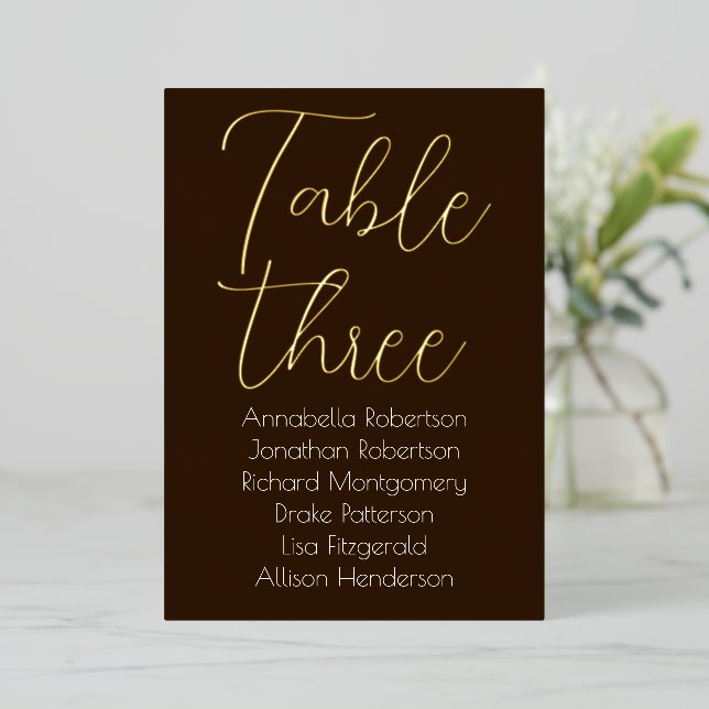 Wedding Table Number on Chocolate Brown (Standing Front)