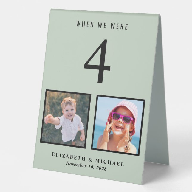 Wedding Table Number Photos Sage Green (Front)