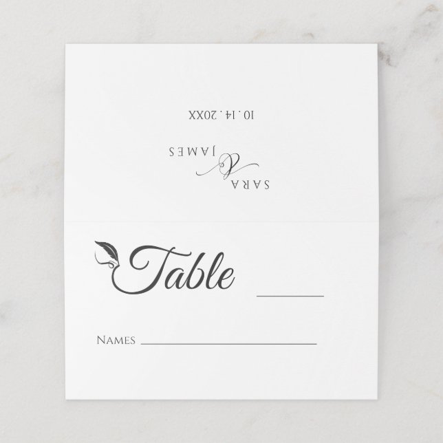 Wedding Table Number  Place Card (Outside Unfolded)