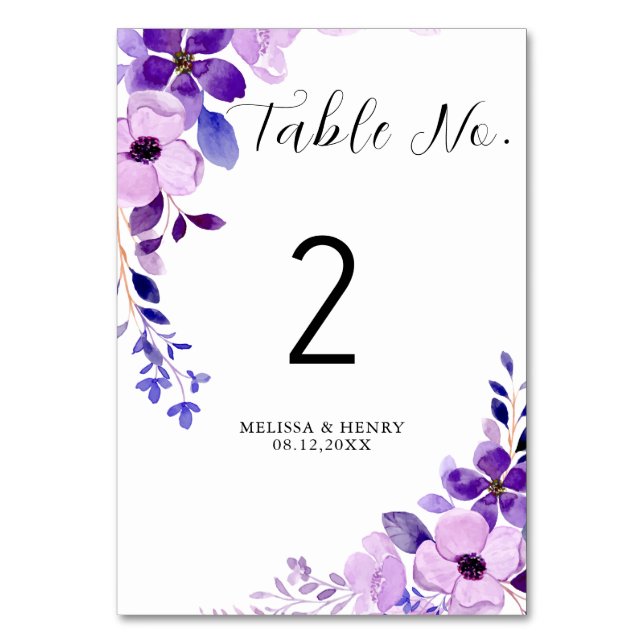 Wedding Table Number Placement Card (Front)