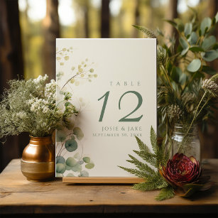 Wedding table number Romantic Floral Eucalyptus
