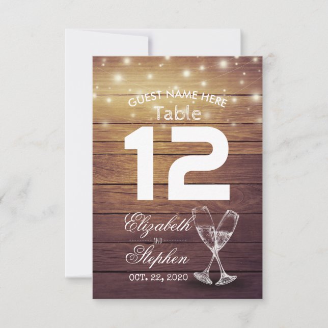 Wedding Table Number Seating Place Champagne Glass (Front)