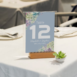 Wedding Table Number Seating Place Succulent Plant