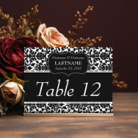 Wedding Table Number Sign Damask Pattern