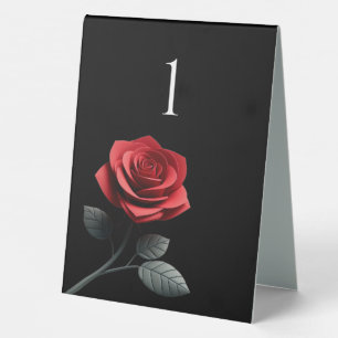 Wedding Table Number-Single Red Rose
