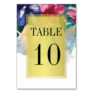 Wedding Table Number   Tropical Watercolor Flowers