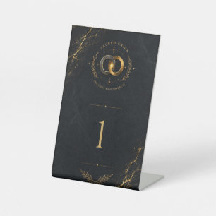 Wedding Table Number - Wholeness Midnight Edition Pedestal Sign