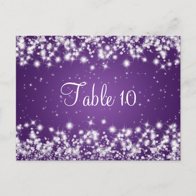 Wedding Table Number Winter Sparkle Purple Postcard (Front)