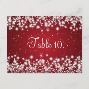 Wedding Table Number Winter Sparkle Red Postcard