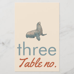 wedding table number with ocean animals for frame