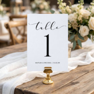 Wedding Table Numbers 5x7 Modern Swirly Script
