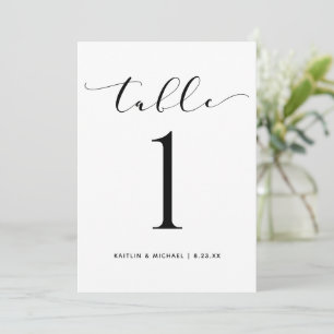 Wedding Table Numbers 5x7 Modern Swirly Script
