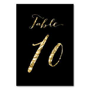 Wedding Table Numbers Black Gold Foil No. 10