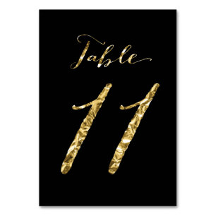 Wedding Table Numbers Black Gold Foil No. 11