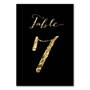 Wedding Table Numbers Black Gold Foil No. 7