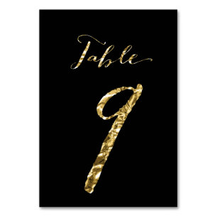 Wedding Table Numbers Black Gold Foil No. 9