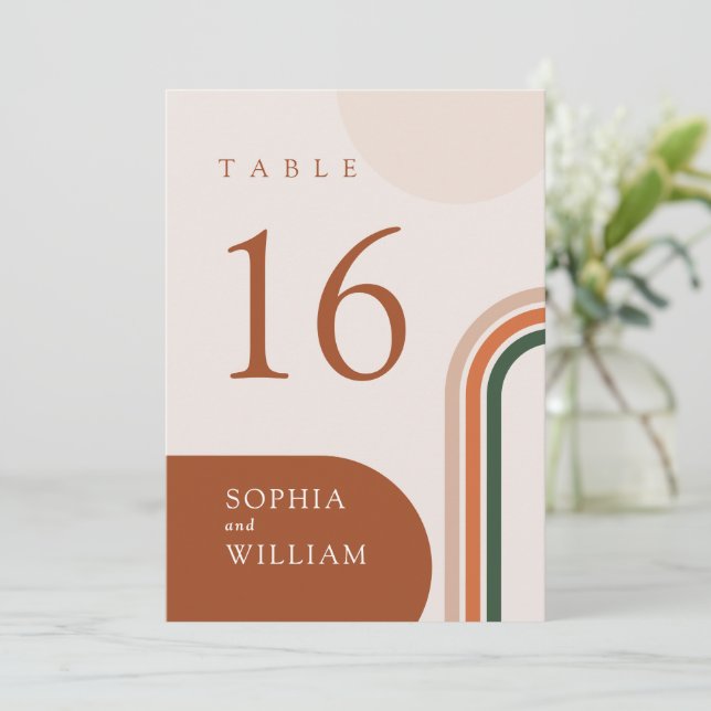 Wedding Table Numbers Boho Arch Beige (Standing Front)