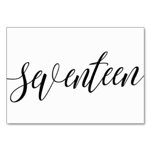 Wedding Table Numbers - Luxe Typography - Black 17
