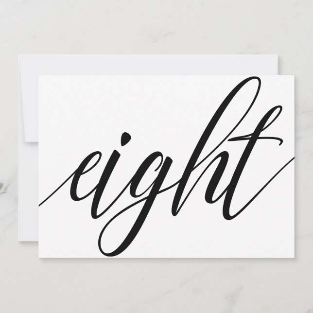 Wedding Table Numbers - Luxe Typography - Black 8 (Front)