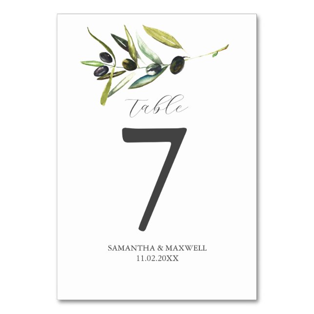 Wedding Table Numbers Olive Wedding Themes (Front)