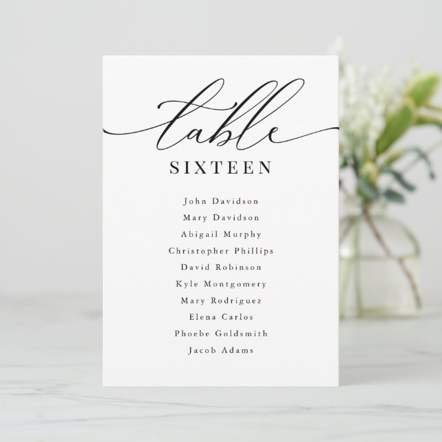 Wedding Table Numbers Seating Chart Modern Elegant (Standing Front)