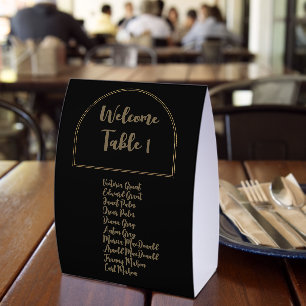 Wedding Table Numbers With Guest Names Black Gold