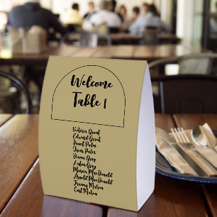 Wedding Table Numbers With Guest Names Gold Black