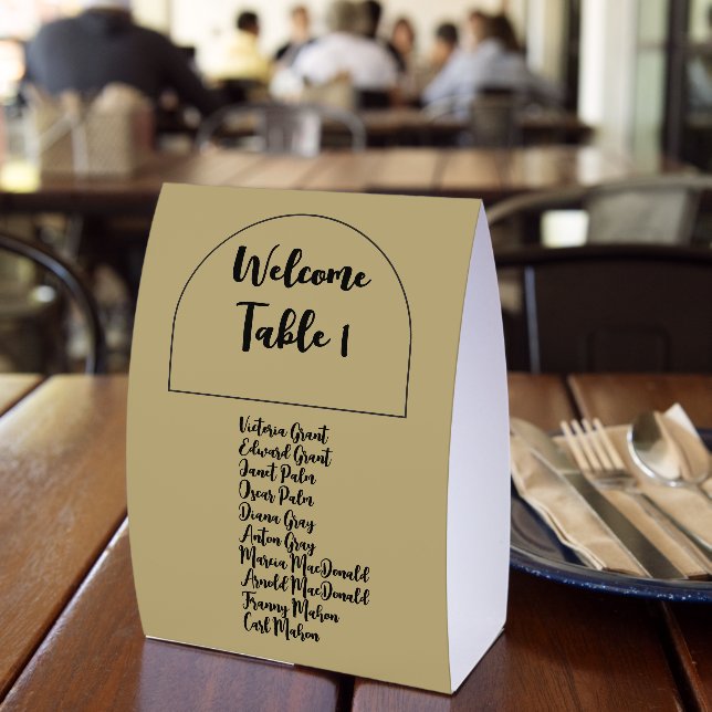 Wedding Table Numbers With Guest Names Gold Black (Insitu(Restaurant))