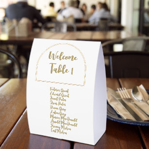 Wedding Table Numbers With Guest Names White Gold