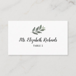 Wedding Table Place Card With Watercolor Branch
