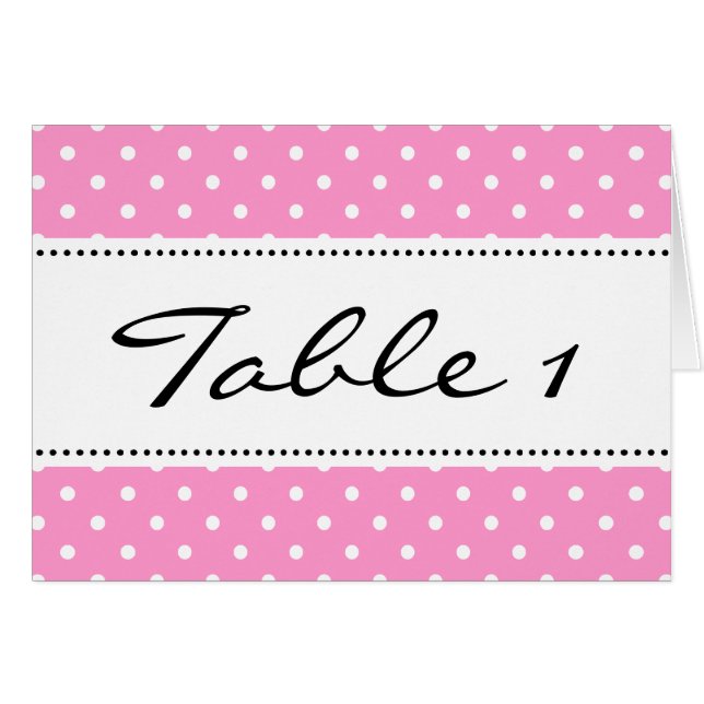 Wedding table place cards with pink background (Front Horizontal)