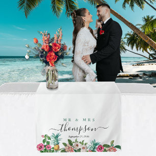 Wedding Table Runner Custom Tropical Flowers Tapestry