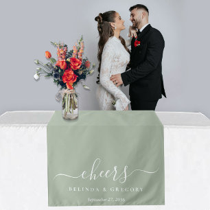 Wedding Table Runner Personalised Sage Green Tapestry