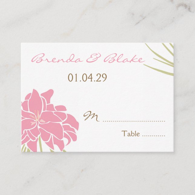Wedding Table Seating Cards - Tropical Lily (Front)