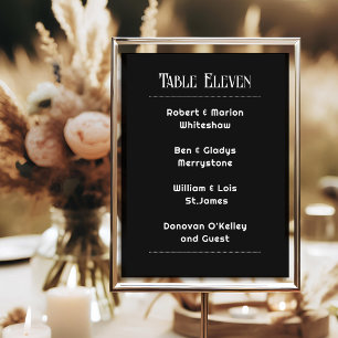 Wedding Table Seating Name List Black Program