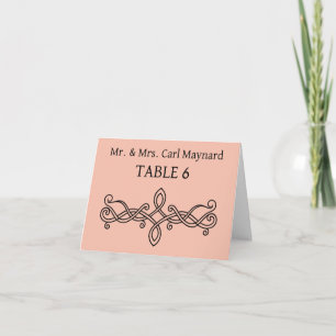 Wedding table signs Placecards peach Card
