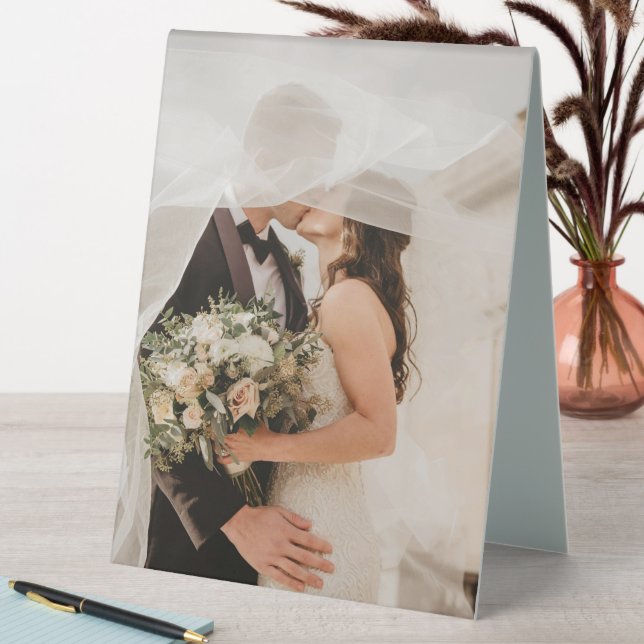 Wedding Table Tent Sign – Customisable with Image (In SItu (Table))