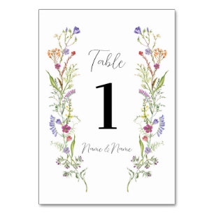 Wedding Table Wildflowers Floral Ditsy Table Number
