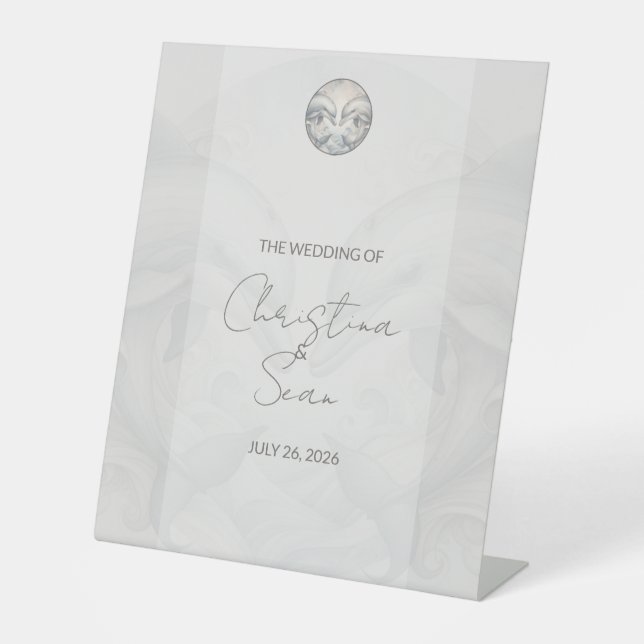 Wedding Tabletop Dolphin Theme Pedestal Sign (Front)