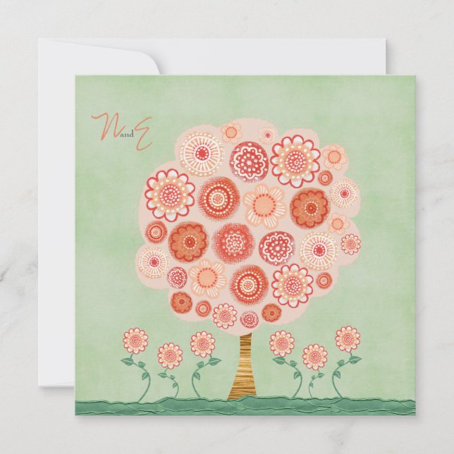 Wedding Tangerine Tree Printable Unique Invitation (Front)