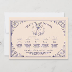 Wedding Tarot Moon Heart Bridal Shower Itinerary  Invitation