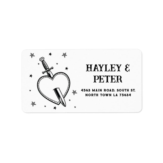 Wedding Tattoo Heart Address Labels Stickers (Front)