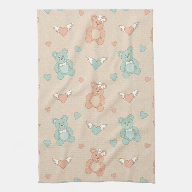 Wedding-teddies Tea Towel (Vertical)