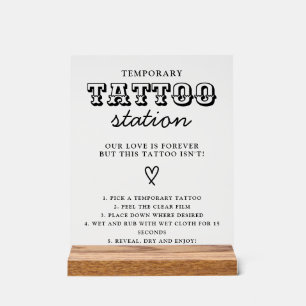Wedding Temporary Tattoo Station Bar Instruction Acrylic Sign