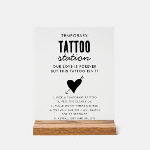 Wedding Temporary Tattoo Station Bar Instruction Acrylic Sign