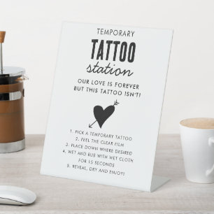 Wedding Temporary Tattoo Station Bar Instruction Pedestal Sign